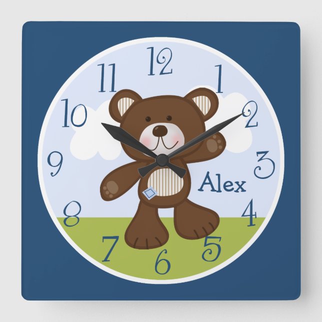 Horloge Carrée Teddy Bear (Recto)