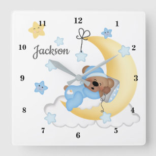 Horloge Carrée Teddy Bear Moon Star Baby Boy Nursery