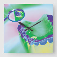 Teeth Model Mirror Review Dentist Wall Clock