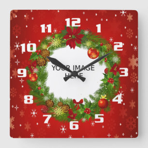 Horloge Carrée Téléchargez une photo Créez votre propre Noël pers