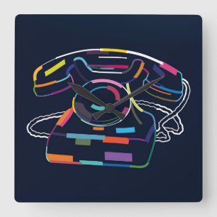 Horloge Carrée Téléphone vintage abstrait