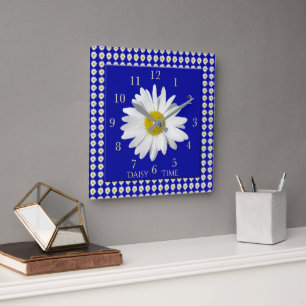 Horloge Carrée Temps frais de fleur de marguerite