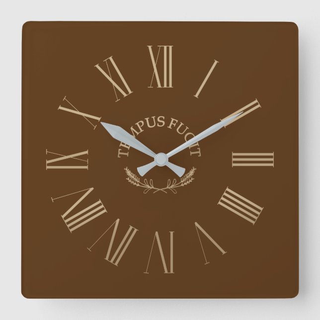 Horloge Carrée Tempus Fugit Brown Acrylique Wall Clock (Recto)