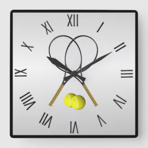 Horloge Carrée Tennis Double Argent chiffres carrés