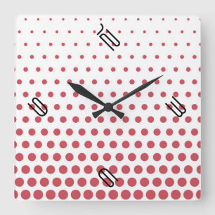Horloge Carrée Terra Cotta Polka Dot Blanc Moderne