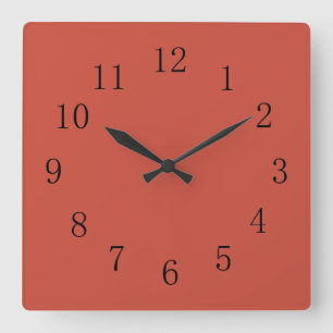 Horloge Carrée Terra Cotta Red Earth Tone