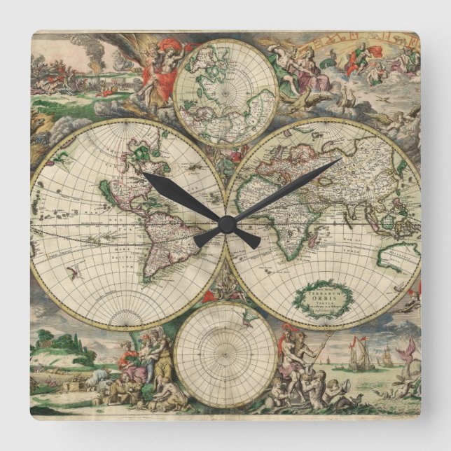 Horloge Carrée Terrarum Orbis Tabula (Recto)