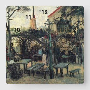 Horloge Carrée Terrasse d'un Café sur Montmartre La Guinguette