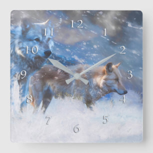 HORLOGE CARRÉE TERRITOIRE DU LOUP HIVER