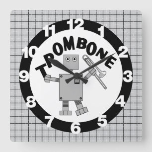 Horloge Carrée Texte du robot de bombardement