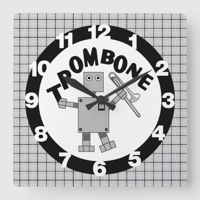 Horloge Carrée Texte du robot de bombardement (Recto)