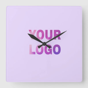 Horloge Carrée texte simple minimal ajoutez votre logo/dessin ici