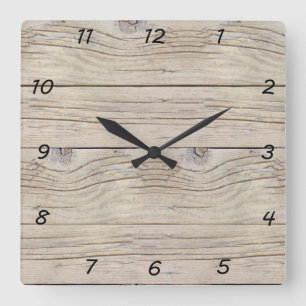 Horloge Carrée Texture d'arrière - plan de bois de flottage