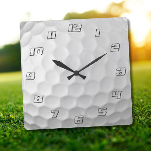 Horloge Carrée Texture de balle de golf blanche gaufree