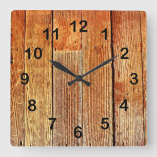 Horloge Carrée Texture de conseil en bois