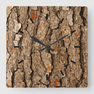 Horloge Carrée Texture de l'écorce d'arbre