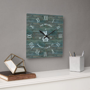 Horloge Carrée Texture en bois rustique Numéros romains Maison de