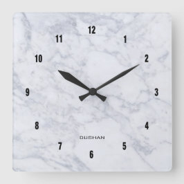 Horloge Carrée Texture Marbre blanc