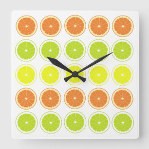 Horloge Carrée Thème Citrus frais Horaires De Cuisine