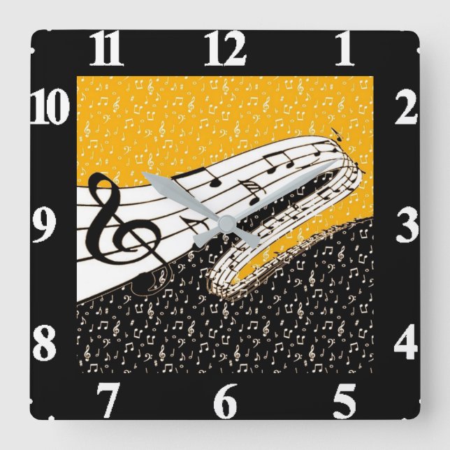 Horloge Carrée Thème de musique d'or (Recto)