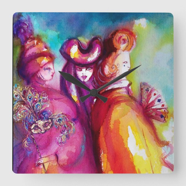 Horloge Carrée THIRD MASK / mascarade de Venise (Recto)