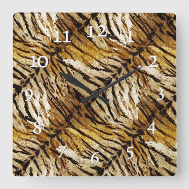 Horloge Carrée Tigre skin, stylish, tigre, striped, animal print (Recto)