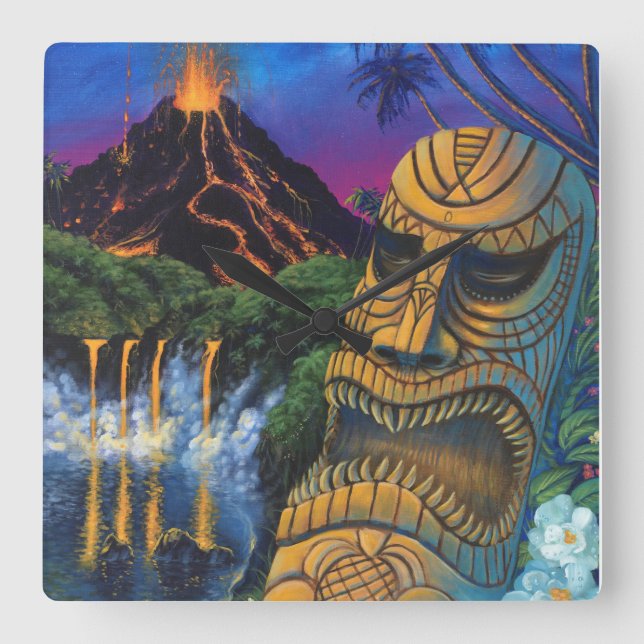 Horloge Carrée Tiki God (Recto)