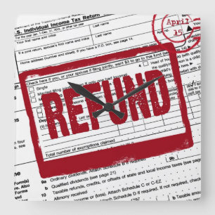 Horloge Carrée timbre de remboursement sur le formulaire d'impôt 