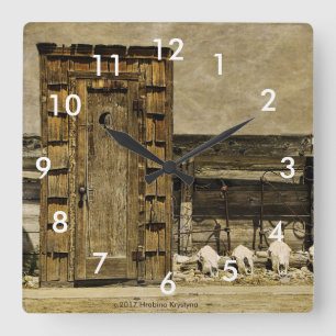 Horloge Carrée TIME TO Go ! OUTHOUSE WALL CLOCK