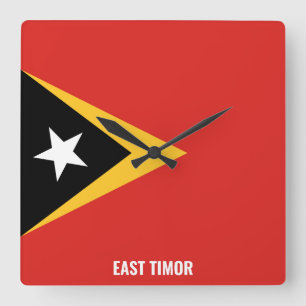 Horloge Carrée Timor oriental Drapeau éblouissant patriotique