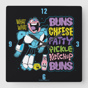 Horloge Carrée Titans Ados, allez !   Cyborg Burger Rap