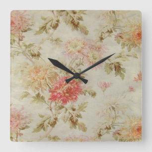 Horloge Carrée Toile floral français antique