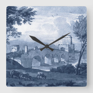 Horloge Carrée Toile pastoral - pont