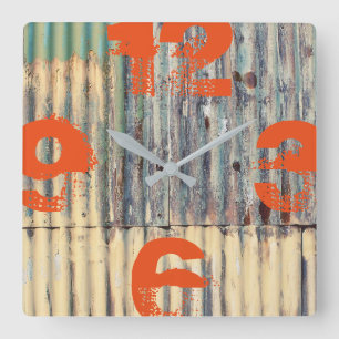 Horloge Carrée Tôle ondulée personnalisable