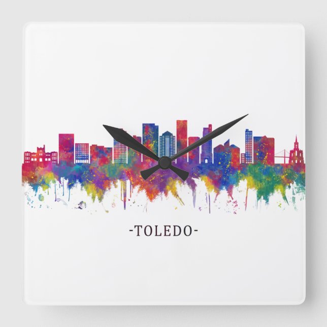 Horloge Carrée Toledo Ohio Skyline (Recto)
