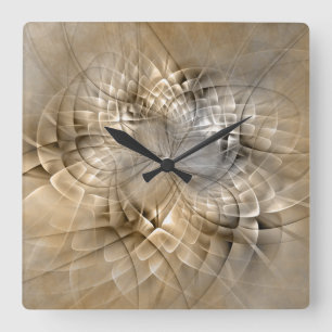 Horloge Carrée Tons Terre Abstrait Art fractal moderne Texture