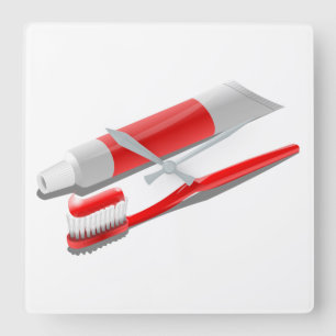 Horloge Carrée Toothbrush And Toothpaste