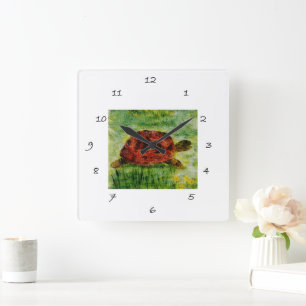 Horloge Carrée Tortue d'art animal reptile