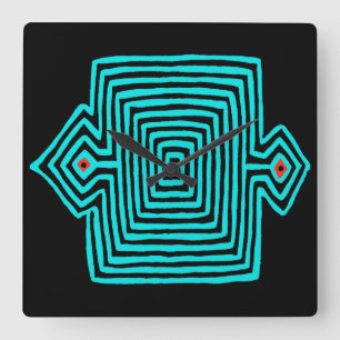Horloge Carrée Tortue Mola Panama - Noir Bleu