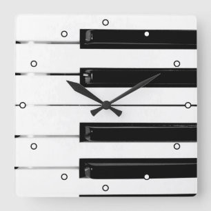 Horloge Carrée Touches de clavier de piano avec points