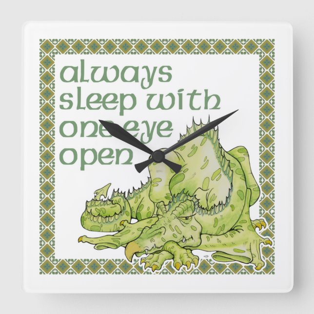 Horloge Carrée Toujours sommeil avec un oeil ouvert (Recto)