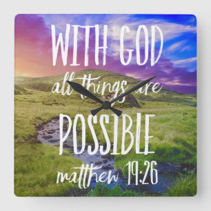 Horloge Carrée Tous les Things Are Possible Bible Versets Scriptu