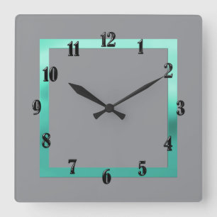 Horloge Carrée Toute couleur avec bordure Aqua
