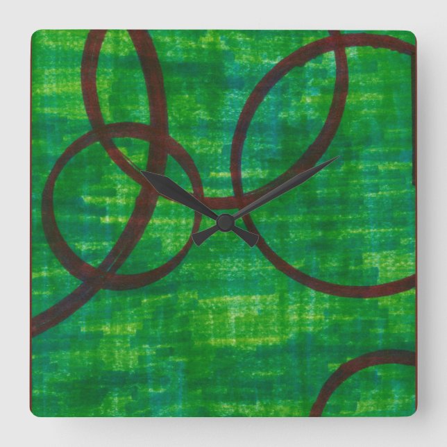 Horloge Carrée Trace cramoisie II (Recto)