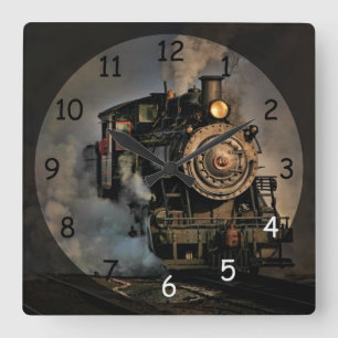 Horloge Carrée Train moteur à vapeur vintage
