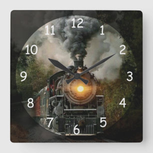 Horloge Carrée Train moteur à vapeur vintage