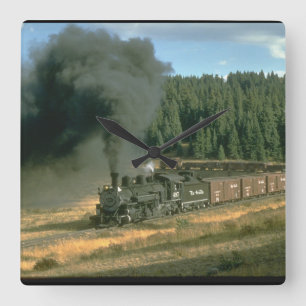 Horloge Carrée Trains 480_Steam de Durango et de Silverton non