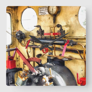HORLOGE CARRÉE TRAINS À VAPEUR