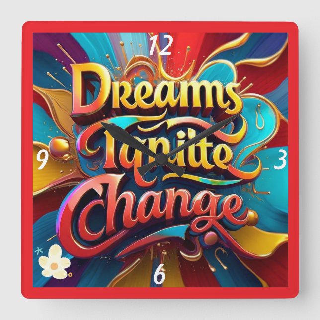 Horloge Carrée "Transformez votre monde" (Recto)