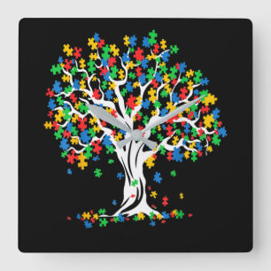 Horloge Carrée Tree of Life Autism Awareness Month